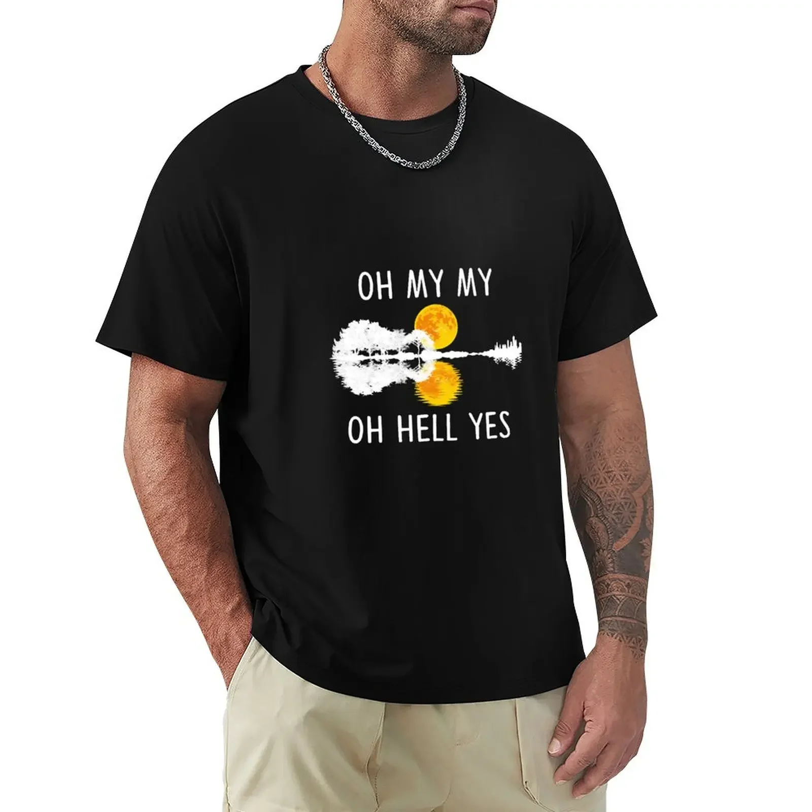 Y2K Maglietta A Maniche Corte Oh My My Oh Hell Yes Guitar Lake Shadow Music Gifts T-Shirt Sublime Customs Puro Cotone Streetwear