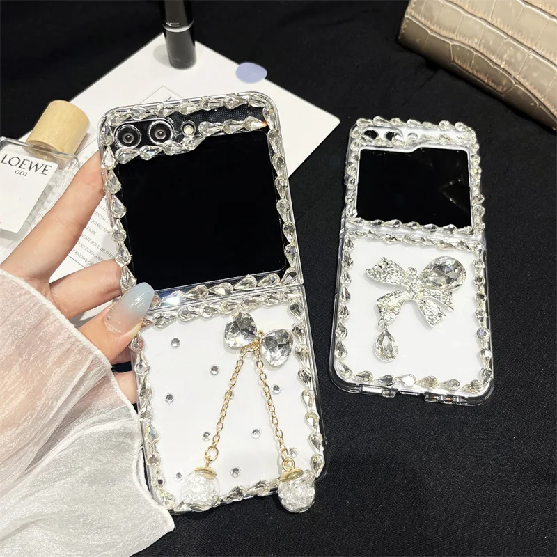 

Luxury diamond bow suitable for Galaxy ZFlip5 phone case Samsung ZFlip3/4 foldable phone case