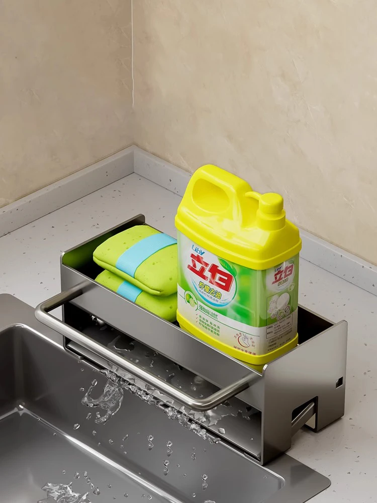 Porta Spugna Da Lavello In Acciaio Inox 304: Organizer Da Cucina Con Scolatoio E Supporto Per Strofinacci, Da Banco O Da Parete