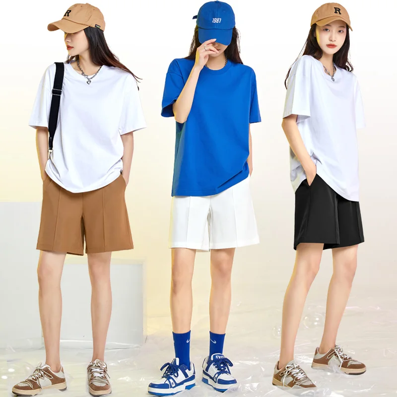 Women'S Summer New Simple And Fashionable High Waist Korean Loose Shorts Student Casual Elastic Waist Sports 5-Point Pants