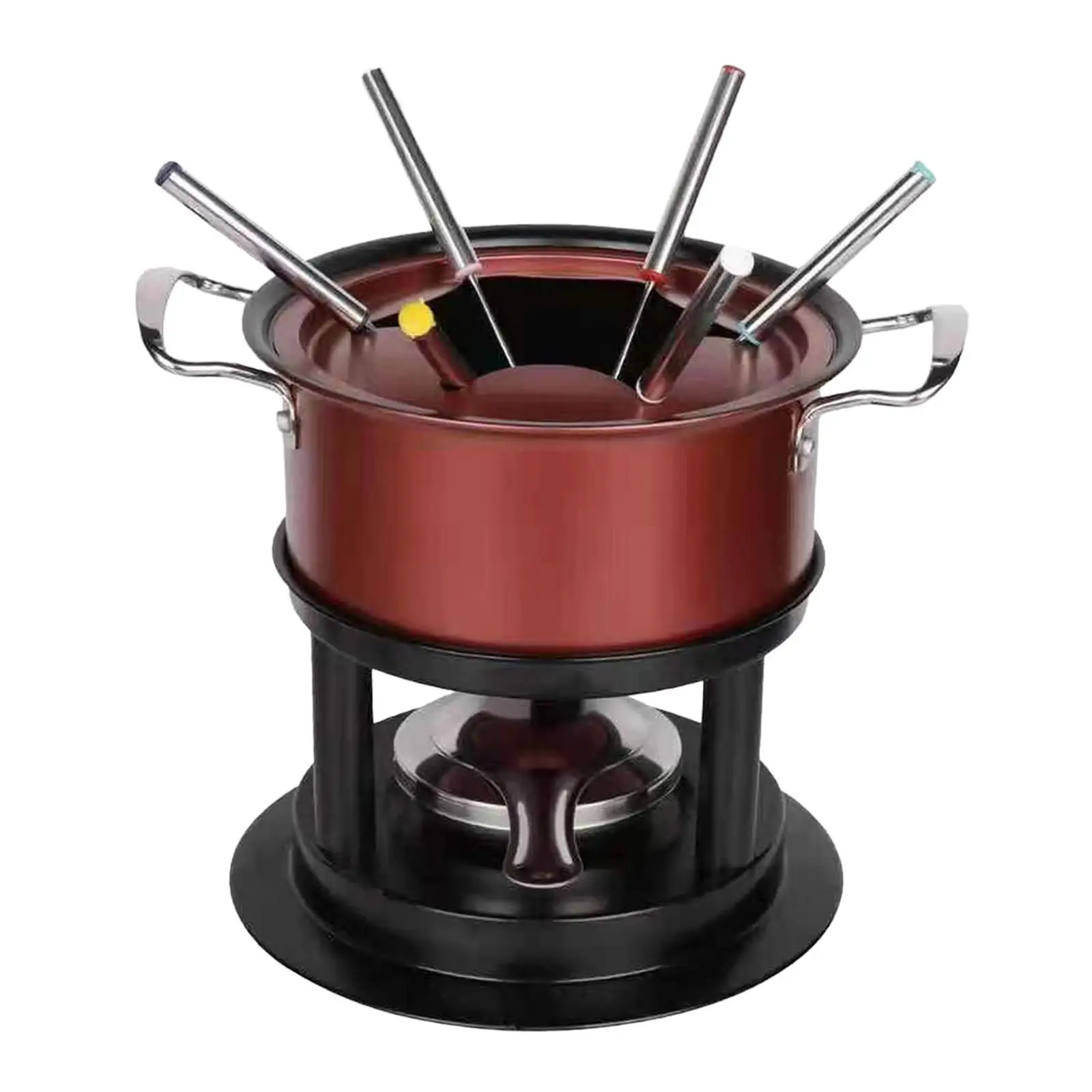 Fondue Pot Set Sturdy Temperature Control Lightweight Cheese Fondue Pot for Chocolate Outdoor Camping Household Birthday Party