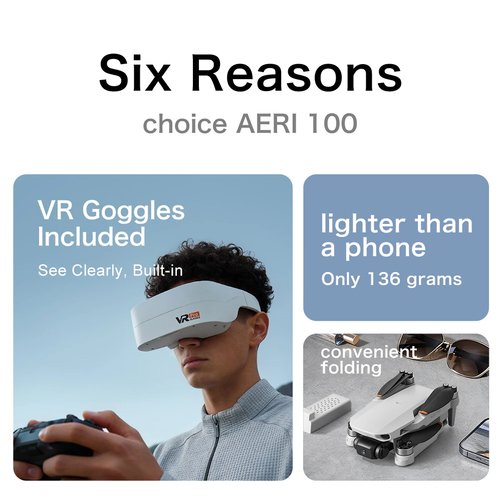 Drone Telecomandato Lenovo Aeri100/Aeri100VR, Quadricottero RC 5G WIFI con Evitamento Ostacoli, Doppia Fotocamera HD 8K, Mini Drone FPV Giocattolo - immagine 6