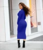 spring Longuette long-sleeved Elastic force Slim High collar slim long dress 6