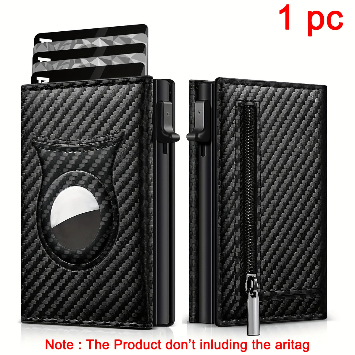 Men's Luxury RFID Carbon Fiber Magnetic Wallet with Zipper and Pop-Up Cardholder