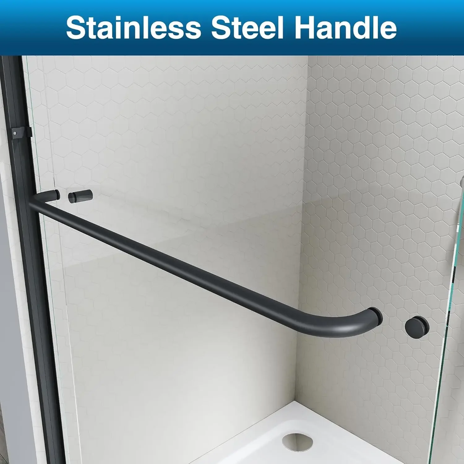 Shower Door,60" W x 76" H, 1/4" Tempered Glass Shower Door, Sliding Shower Glass Door, Easy to Clean, Matte Black Finish 2