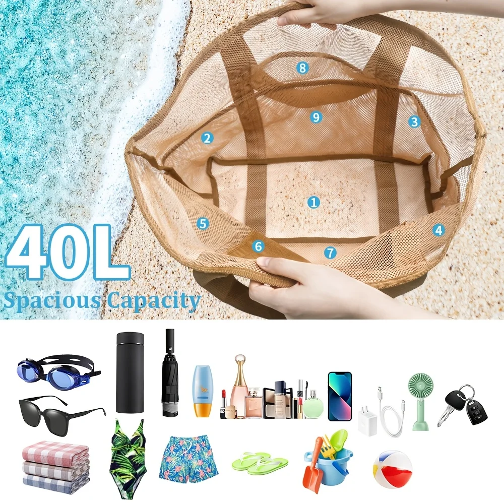 Summer New Hollowed Women's Beach Bag Multiple Pockets Travel Shoulder Bag For Women Large Capacity Toiletry Bag Vacation
