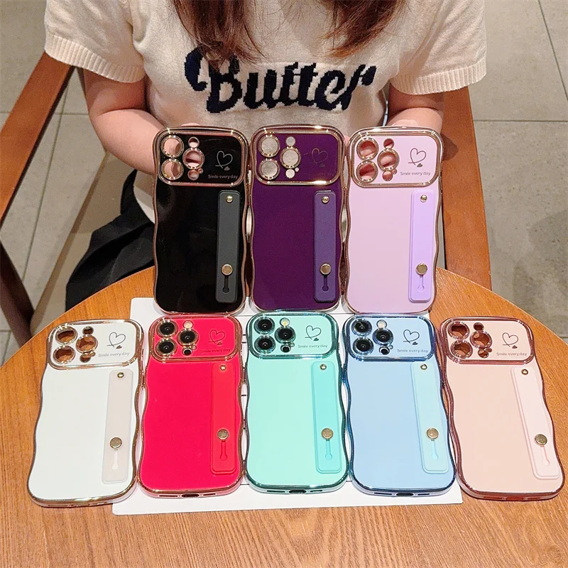 Glitter Camera Protection Luxury Jellewed Heart Holder Liquid Soft Phone Case For iPhone 11 12 13 14 15 16 Plus Pro Max Cover_voghion.com