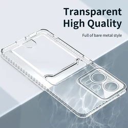 Versatile Card Slot Holder Soft Clear Silicone Phone Case for POCO M4 Pro 4G (Clear)