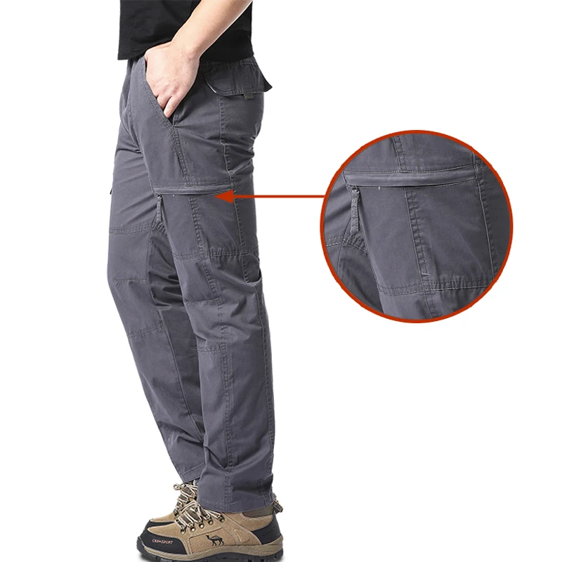 Men's Cotton Cargo Pants Casual Multiple Pocket Tactical Pants Spring Autumn Outdoor Camping Hiking Work