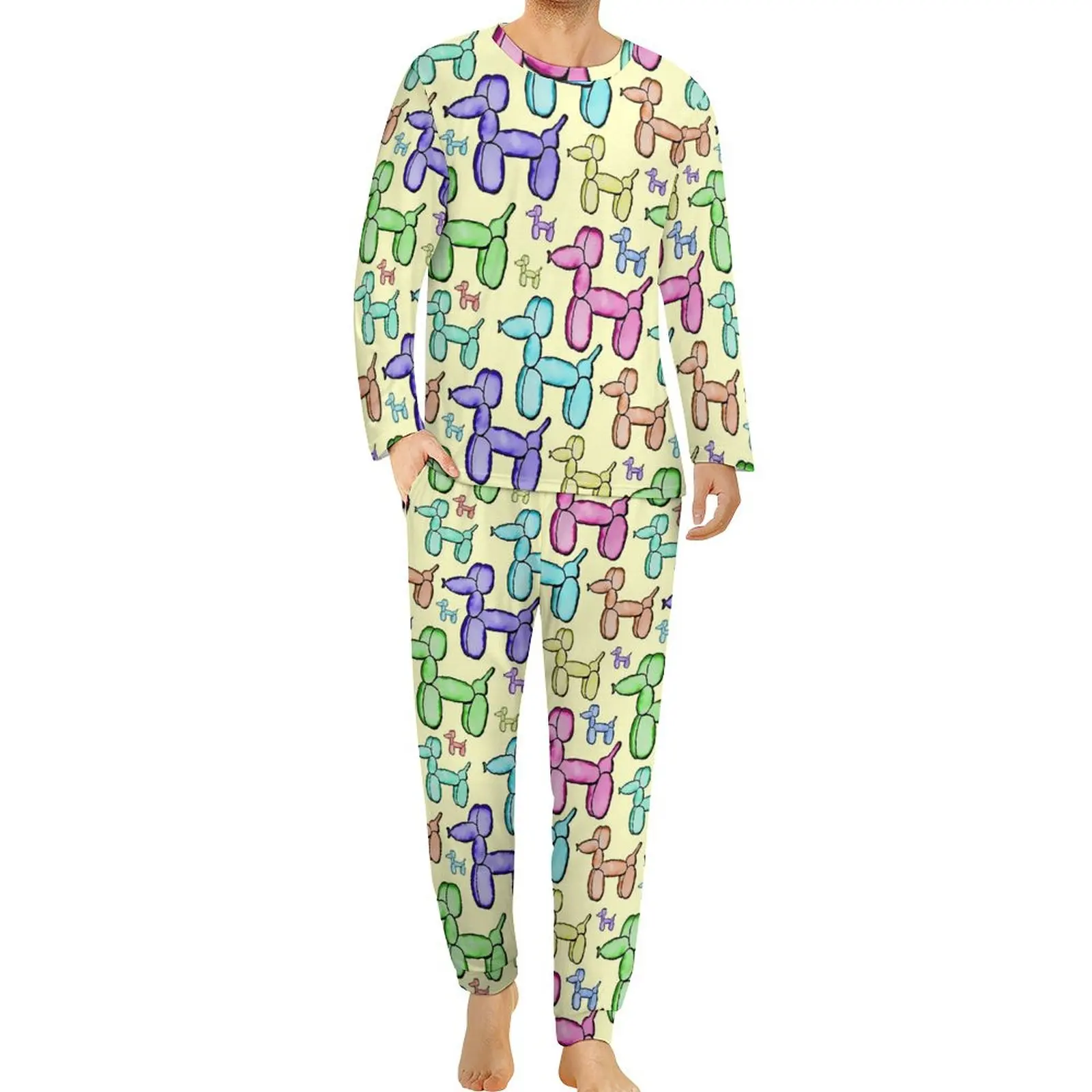 

Balloon Dogs Pajamas Cartoon Animal Male Long Sleeve Fashion Pajama Sets Two Piece Room Autumn Graphic Sleepwear Birthday Gift