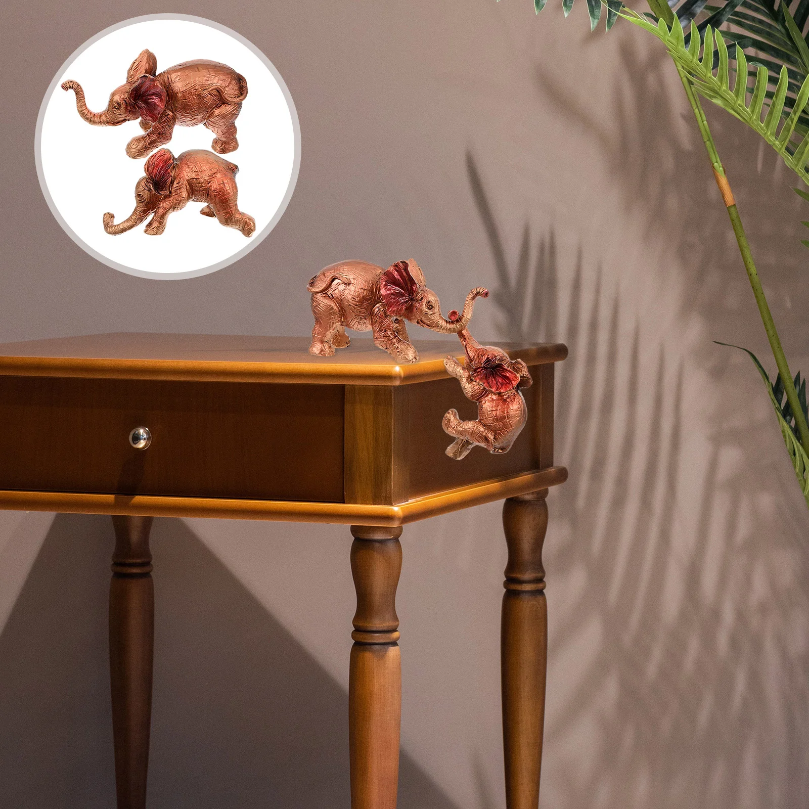 

2Pcs Home Elephant Figurine Living Room Elephant Decor Resin Elephant Decor Office Desktop Decor