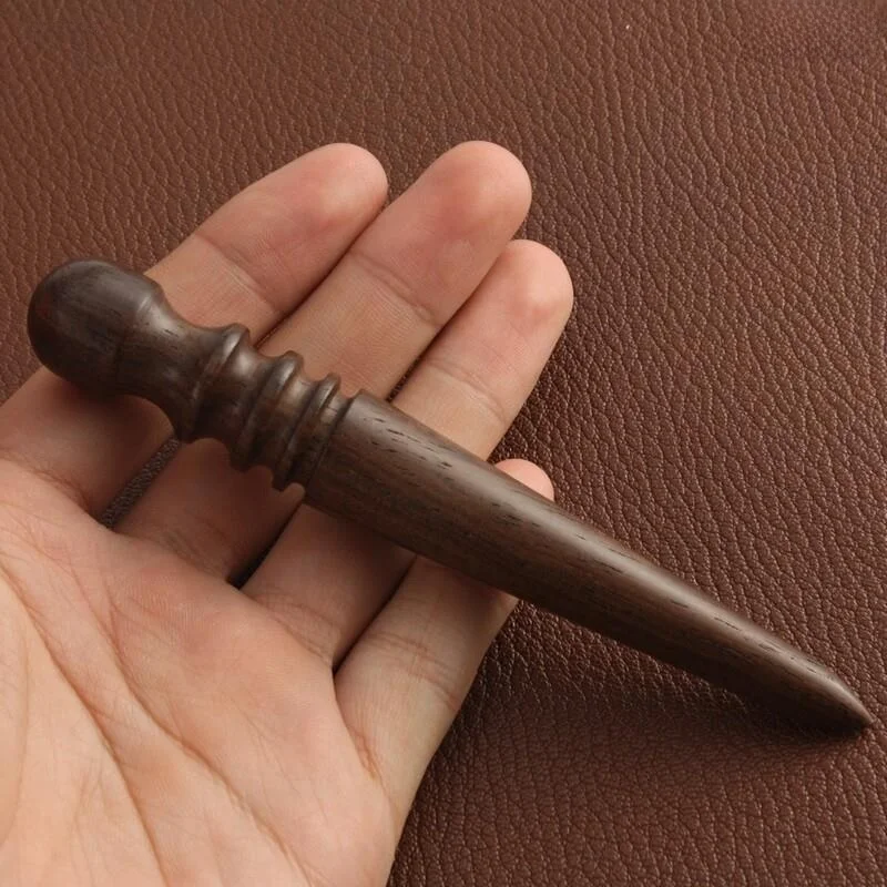 수제 가죽 제품 대추나무 광택 스틱 보라색 흑단 원형 평면 스틱 백단나무 모서리 다듬기 광택 도구
