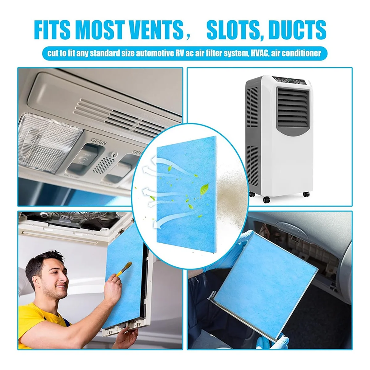 Merv 8 재사용 가능한 에어 벤트 필터 정전기 바닥 벤트 필터에 맞게 절단 세척 가능 교체 Ac 필터 호환 XY