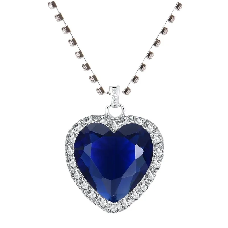 Carol Heart Titanic Blue Pendant Necklace 6