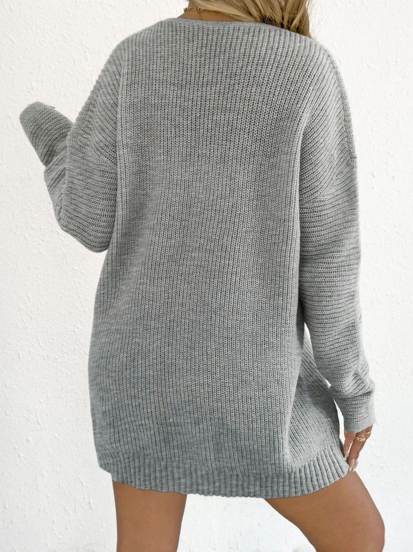 Black Knitted Sweater Dress for Women Autumn Winter