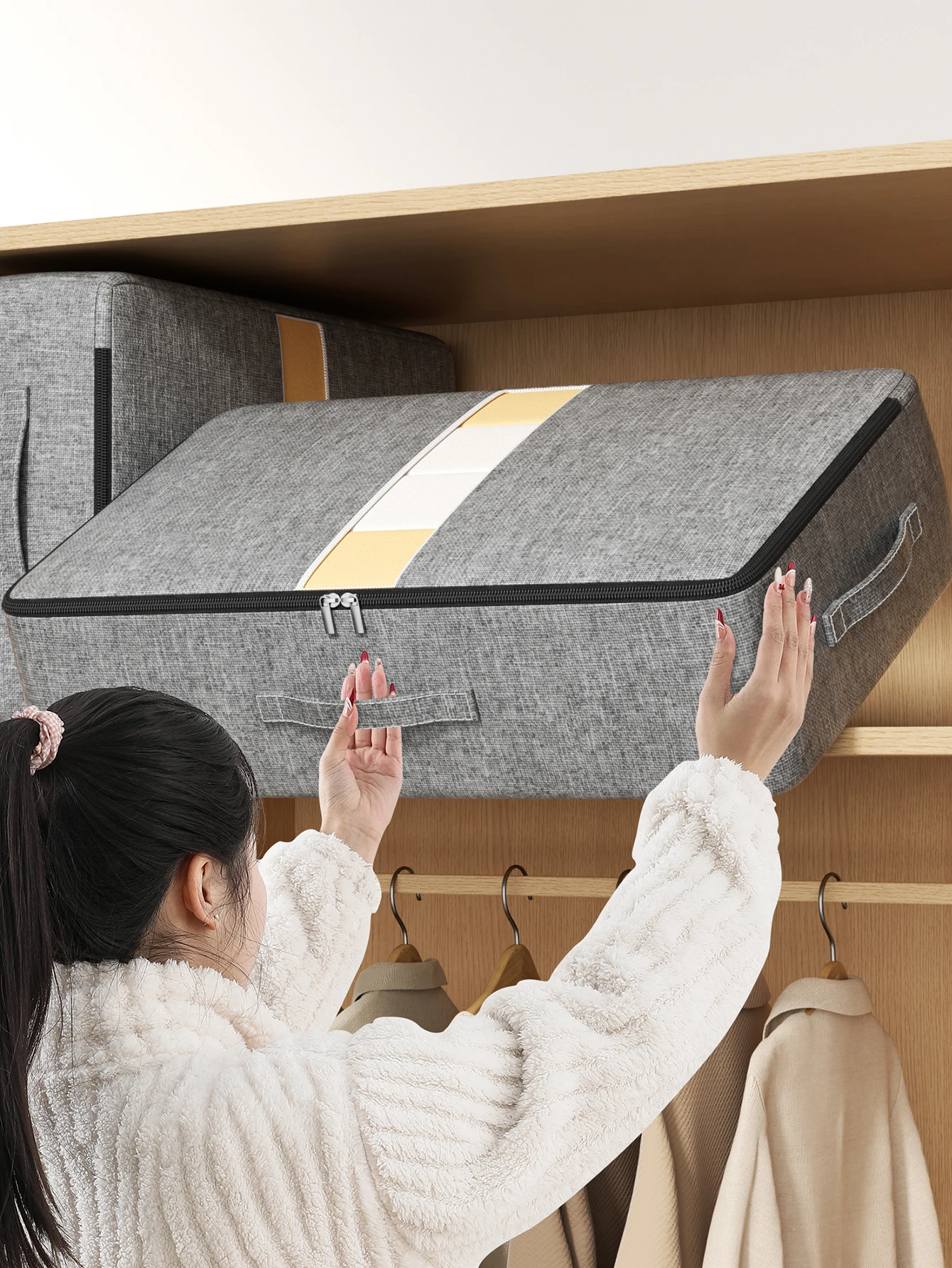 Large capacity under bed clothing storage bag Flat storage bag quilt blanket sorting bag Bedroom closet organizing saves space 4