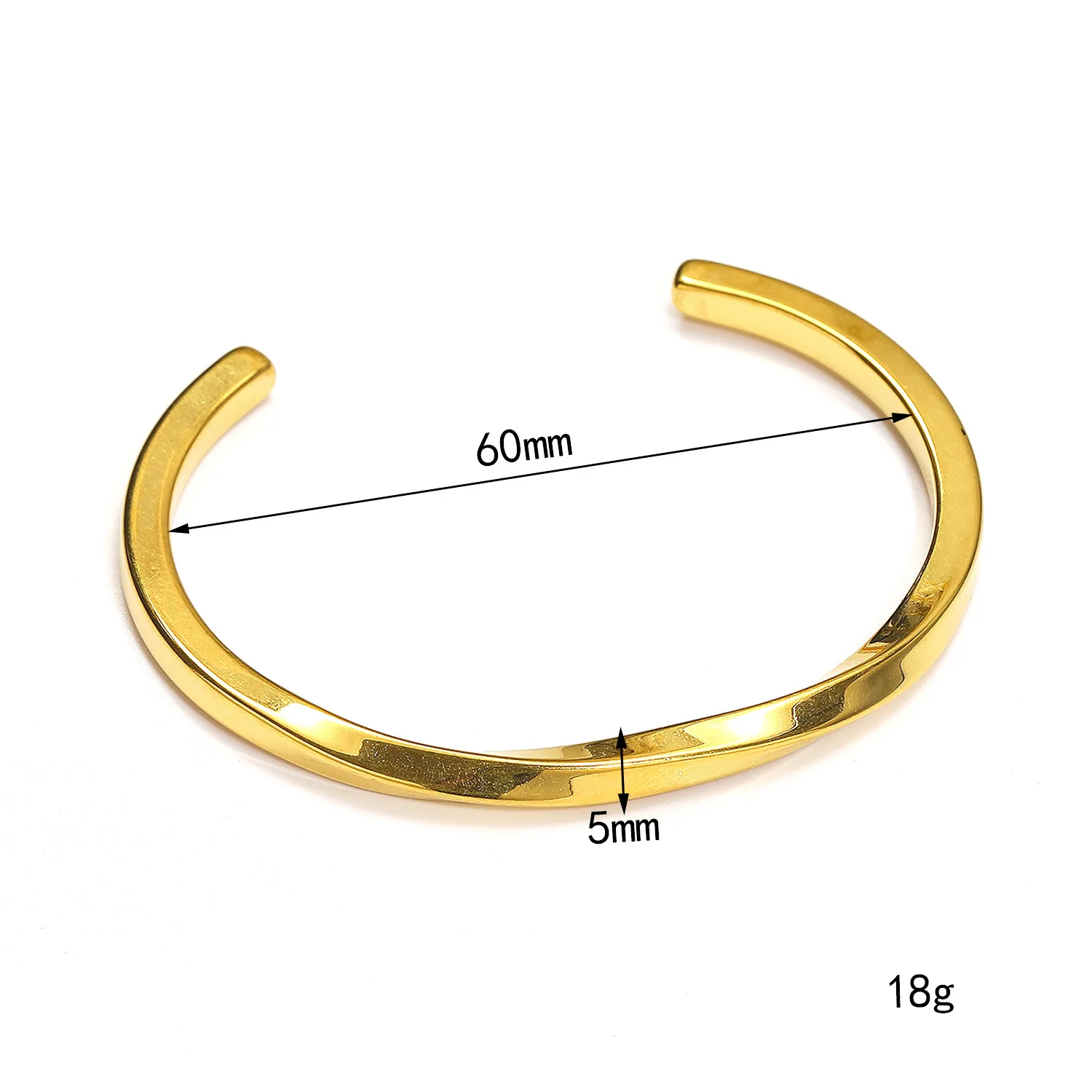 Minimalist Polished Twisted Bangle Opening Stainless Steel Waterproof Rust Proof Women's Bracelet Birthday Gifts Punk Jewelry