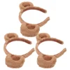 3 Pcs Cartoon Bear Headband Cute Plush Hair Accessories 3pcs (a Style Headband-brown) Headbands Animal Skin 6