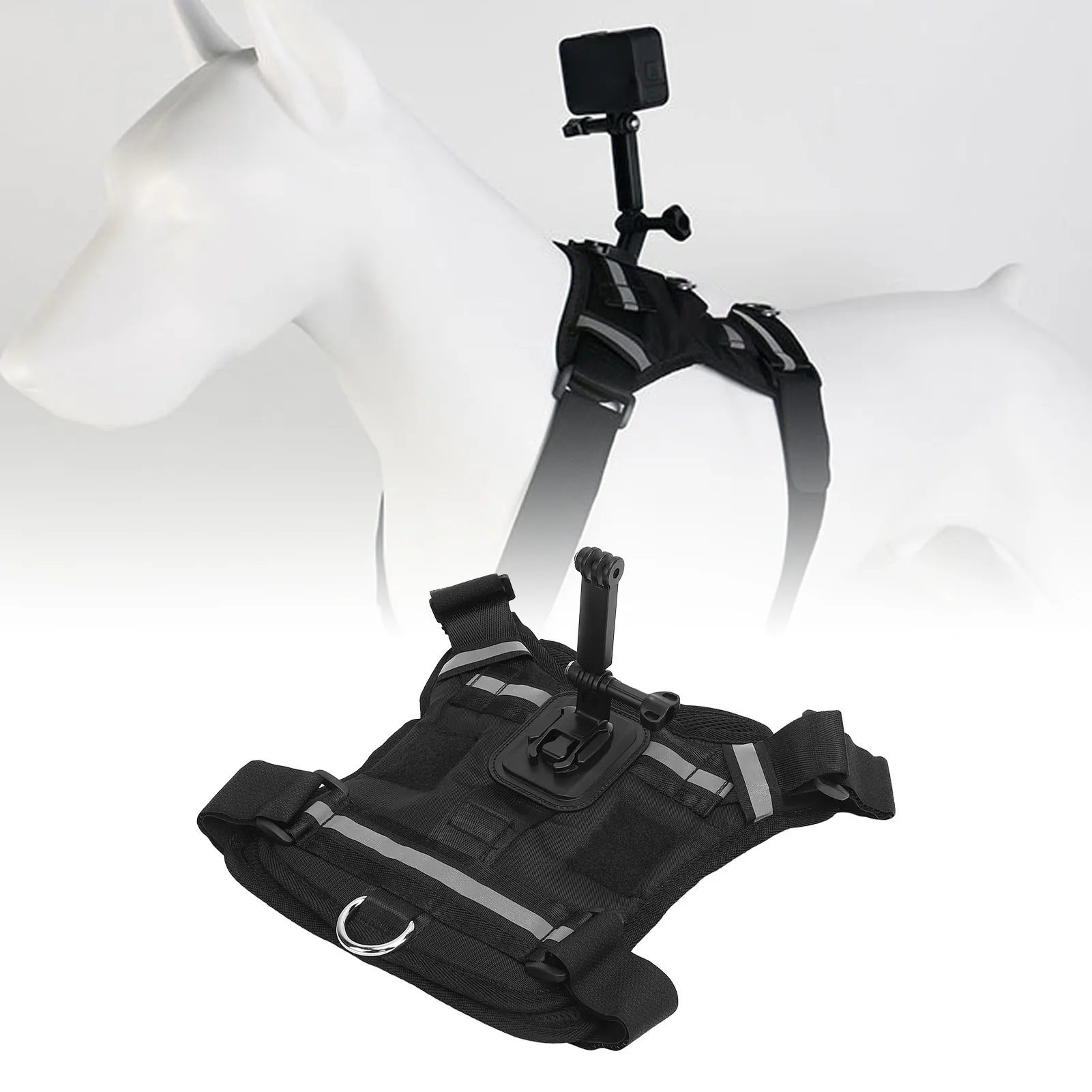 Action Camera Dog Harness Mount Comfortable Nylon Plastic Dog Harness Camera Mount Vest Chest and Back Fixation for Recording