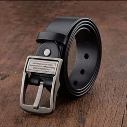 Men's Luxury Leather Belt with Metal Alloy Pin Buckle - Fashionable Business Casual Strap - 125cm (YK - black)
