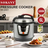 Houselin digital rice cooker, steamer, grain, multi-function cookware, 6L,1000W, stainless steel appearance, black 1