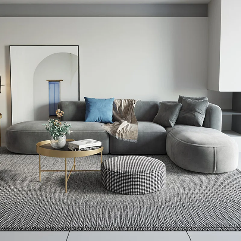 

Modern Floor Living Room Sofas Sectional Luxury Modular Nordic Living Room Sofas Lazy L Shape Canape Salon Home Furniture SR50LS
