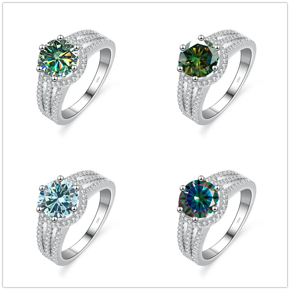 Luxuriöser runder 2CT 8mm VVS D-Farbiger Moissanit-Labordiamantring für Damen, S925 Sterlingsilber, Hochzeitsring, Verlobungsgeschenk