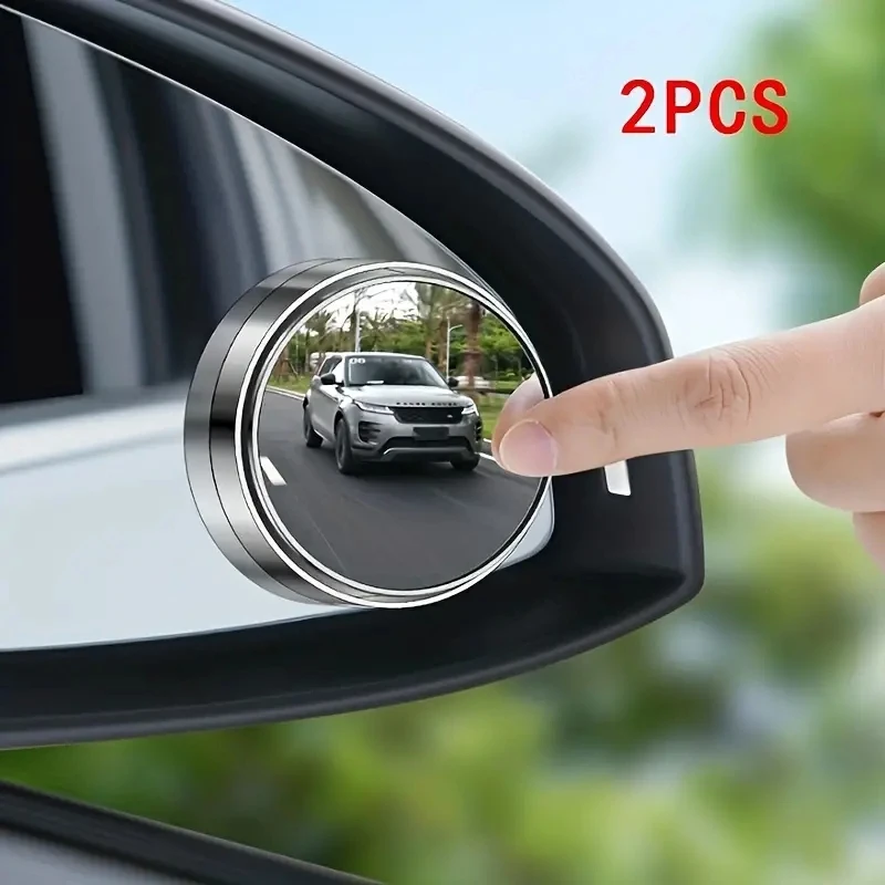 2 Specchietti Angolari Auto Grandangolari Neri, Regolabili 360°, Universali Per Eliminare L'angolo Cieco, In ABS E Vetro, 130x70x45 Mm
