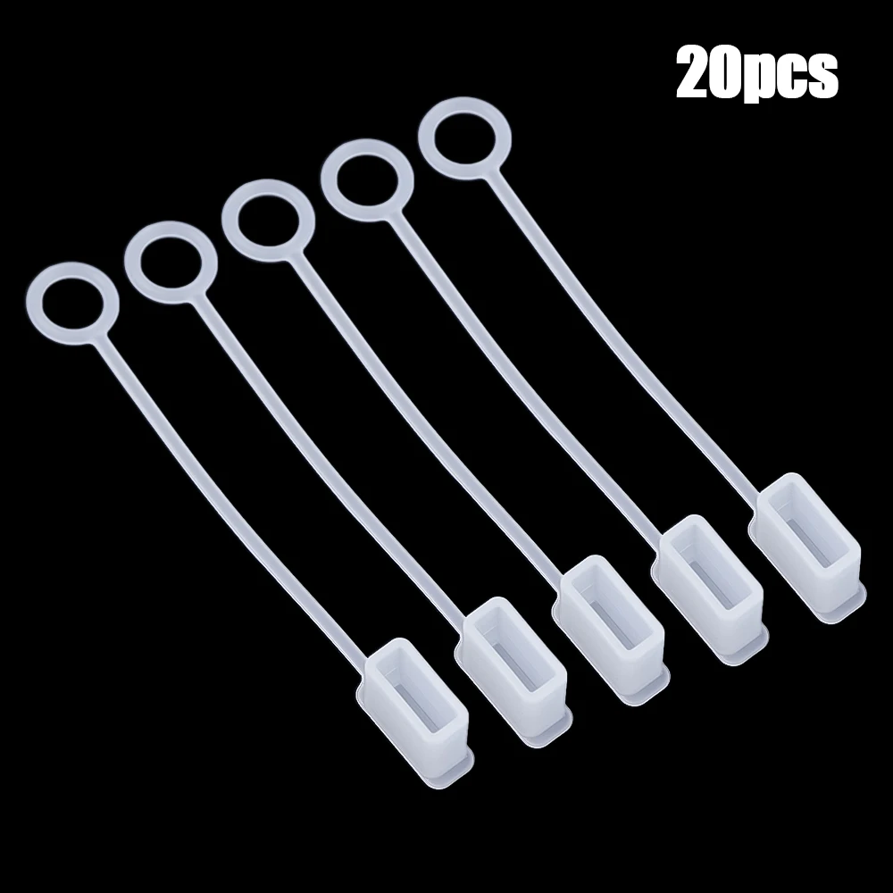 Silicone Dust Plug Cover with Rope for USB Drive and Charging Cord Wrap - Transparent Protector