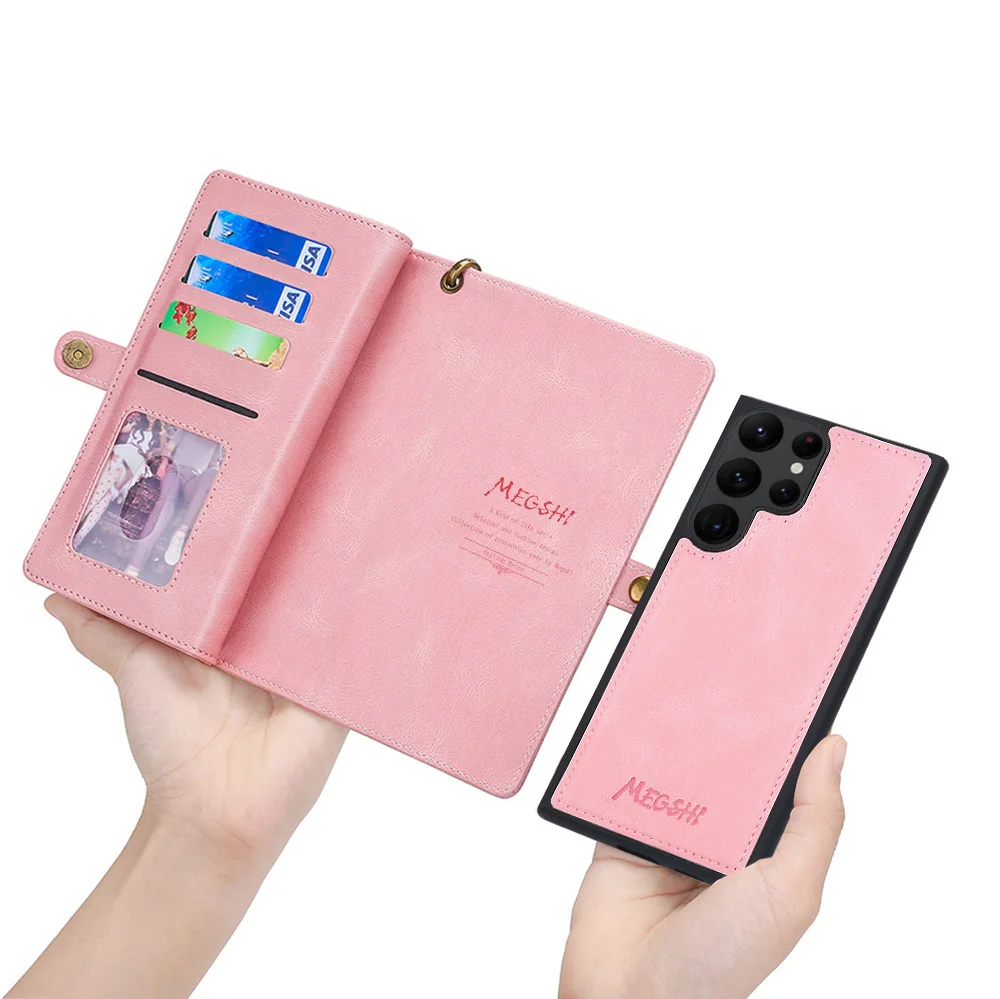 Dual-Function Magnetic Detachable Leather Wallet Case and Flip Purse Cover