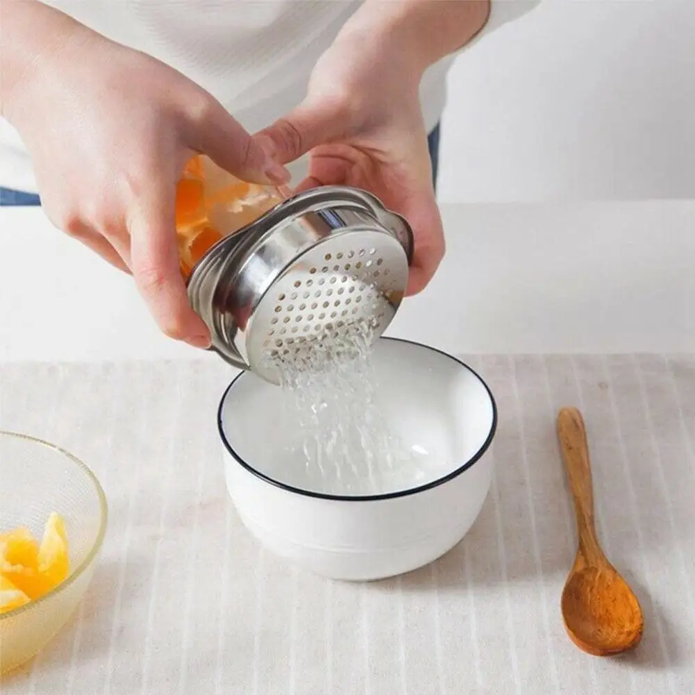 Food Can Strainer Food Grade 304 Steel Sieve Tuna Press Lid Oil Can Remover Drainer Tools Colander Kitchen H2G8 4