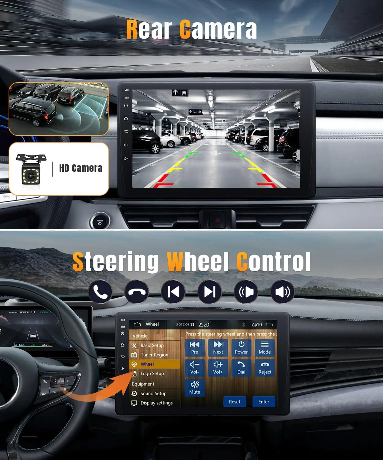 Radio estéreo de un solo Din para coche de 9 pulgadas con Apple Carplay y Android Auto, receptores de Audio para coche Bluetooth, cámara de respaldo, enlace de espejo, FM 2