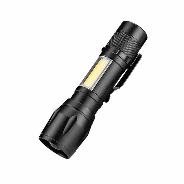 Outdoor  COB 3 Modes Flashlight Multifunctional Zoomable LED Torch USB Inside Rechargeable Strong Lighting Lamp