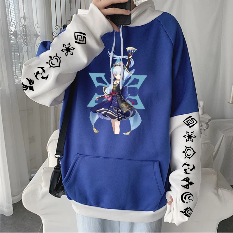 Kamisato Ayaka Genshin Impact Kawaii Game Women Hoodies Sweatshirt Long Sleeve Men Oversized Patchwork Winter Hoodie Streetwear 5