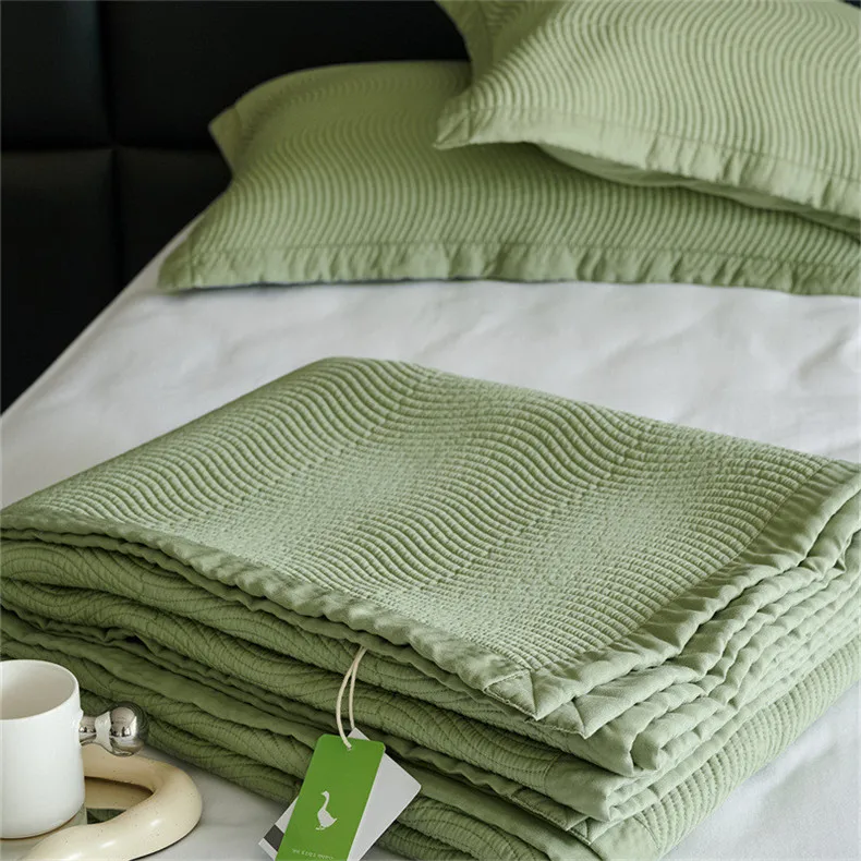Seidige Lyocel Sommer decke Set 3 stücke geste ppte Tages decke auf dem Bett cooles Gefühl Paar Bettdecke Bettdecke Queen-Size-Doppel decke – Detail 15