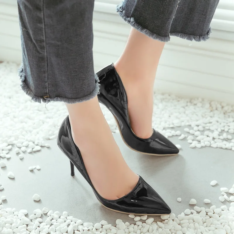 Damen-Stiletto-High-Heels mit spitzer Zehenpartie in Gelb, Rot, Schwarz, Rosa, Khaki, elegante Damenschuhe, Sandalen, flacher Mund, einfarbig, einfacher vielseitiger Stil, neuer Frühling, Herbst, Sommermodelle, glänzen – Detail 14