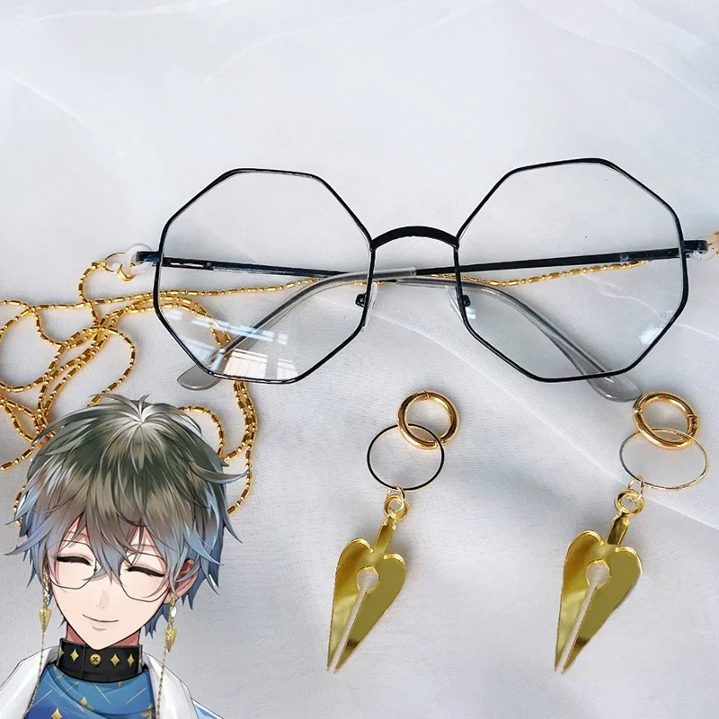 

VTuber Luxiem Ike Eveland Cosplay Glasses Anime Luxiem Earrings Unisex Pendant Jewelry Punk Eyewear Party Accessories Props
