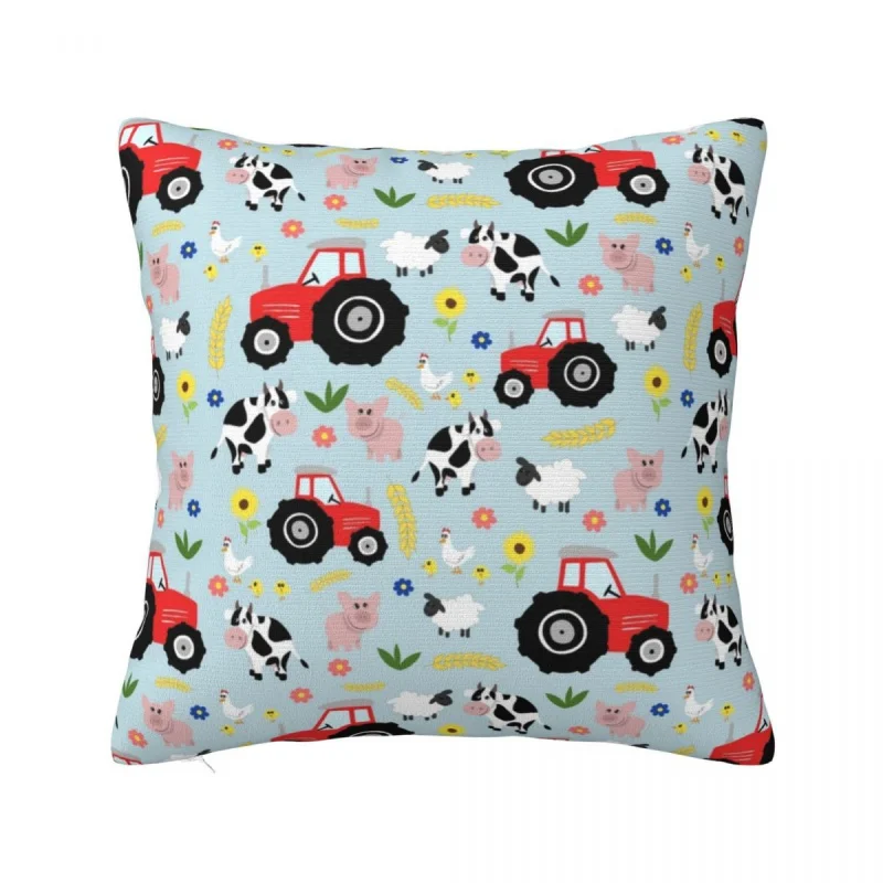 

Cow Red Tractor Farm Pillowcase Printed Polyester Cushion Cover Cute for Kids Animal Cartoon Throw Pillow Case Cover Home 40cm