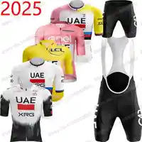 2025 UAE Team Cycling Jersey Set Yellow Pink Tadej Pogacar Cycling Clothing France Men Road Bike Shirt Suit Bicycle Bib Shorts 1