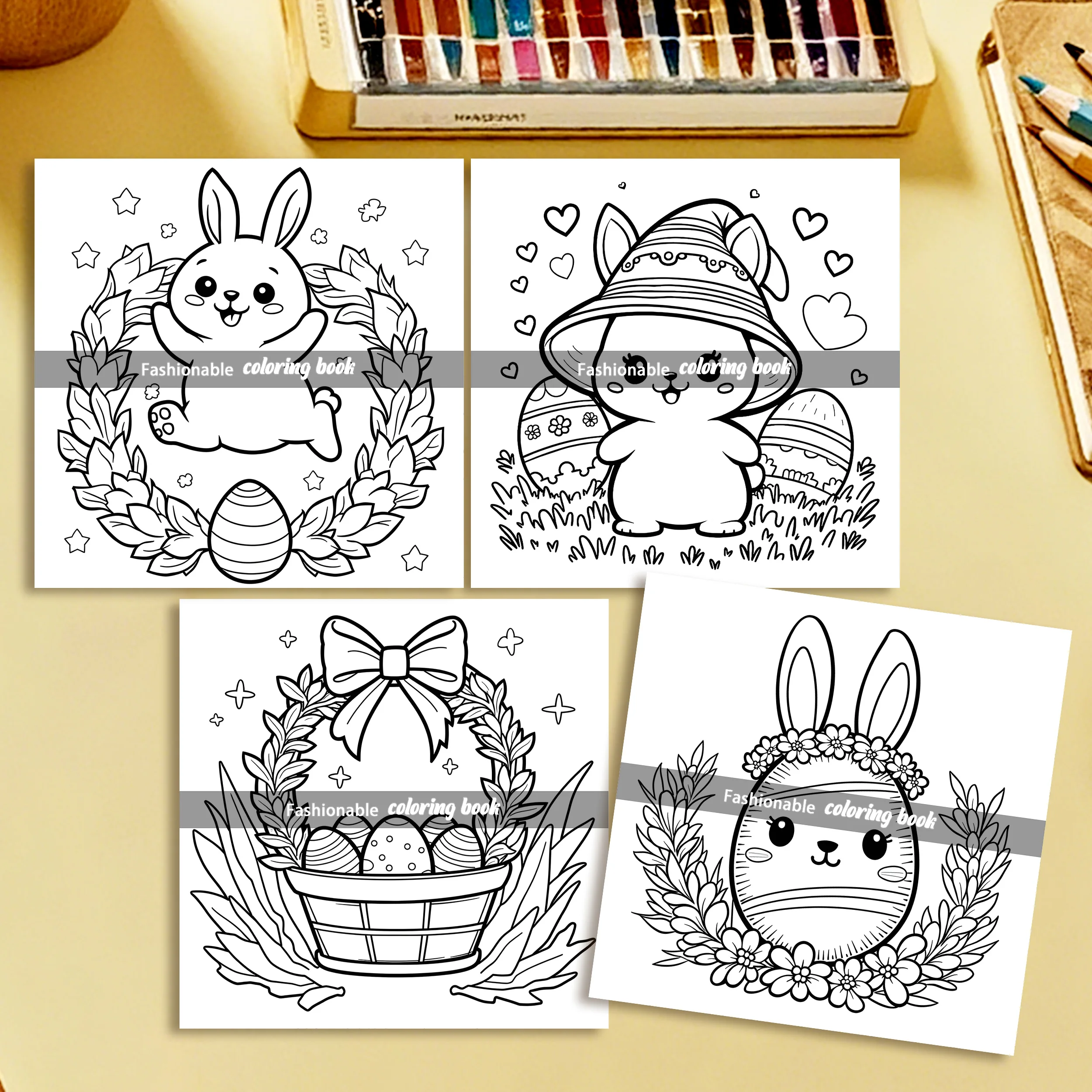 The Coloring Book Easter Theme for Adults and Teens Features Cute Bunnies and Eggs, Happy Easter Holiday Gifts 4