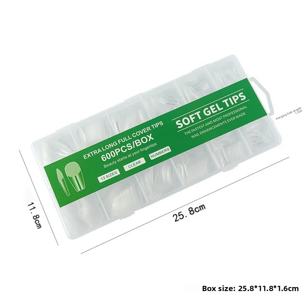 600pcs Ultra-Thin Short Nail Tips No-Trace Clear Extension Half Cover False Tips Short Square Coffin Almond Shape False Nails
