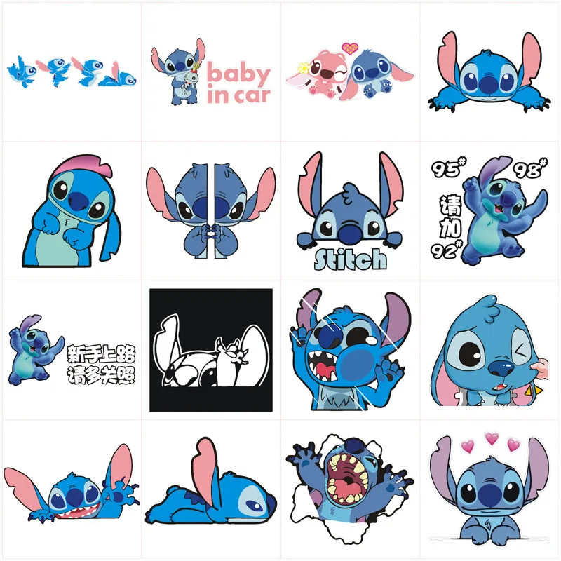Disney Stitch Car Sticker Kawaii Anime Figure Stitch Auto Window Driving Mirror Decals Rear Windshield Stickers Deco