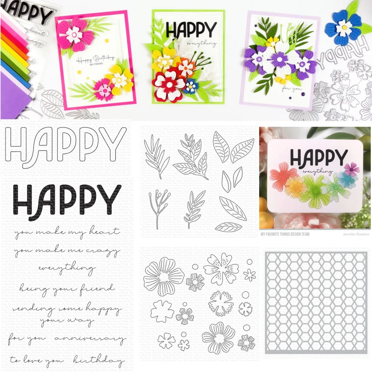 

2023 New Happy Letter Flower Metal Cutting Dies Clear Stamps Stencil for Making Scrapbook Embossed Diy Craft Template Decoration