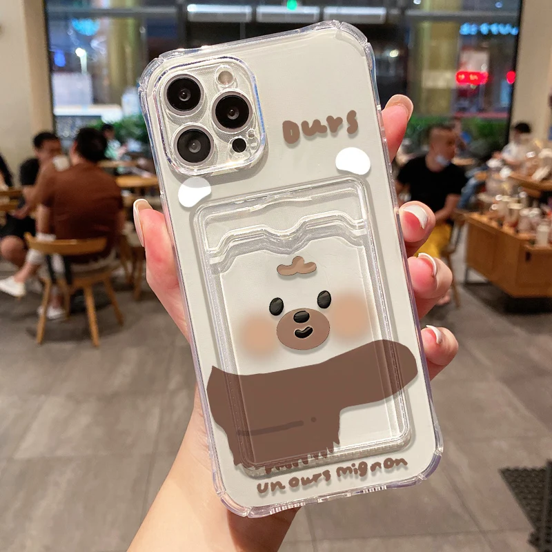 Adorable Skate Bear Card Holder Phone Case