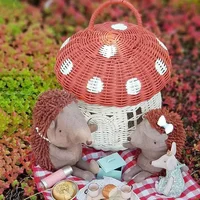 Handmade Rattan Mushroom Shaped Storage Basket Children Woven Bags Cute Outdoor Vacation Picnic Baskets  Handbag Christmas Gift 2