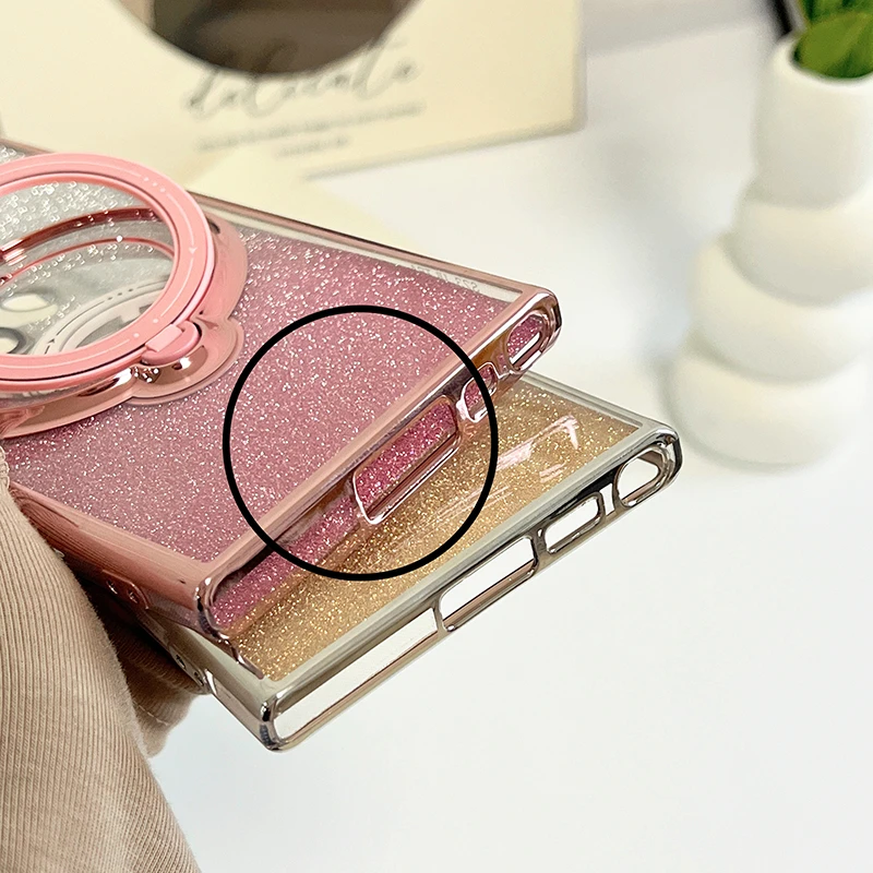 Glitter Magnetic Charging Stand Plating Case For Samsung A14 A34 A54 A24 A13 A23 A12 A32 A52 5G S22 S23 Plus Ultra S20_voghion.com