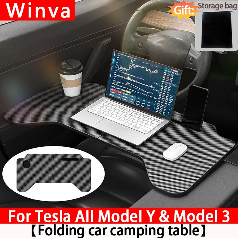 For New Tesla Model Y 3 Juniper Highland 2017-2025 Car Steering Wheel Desk Folda