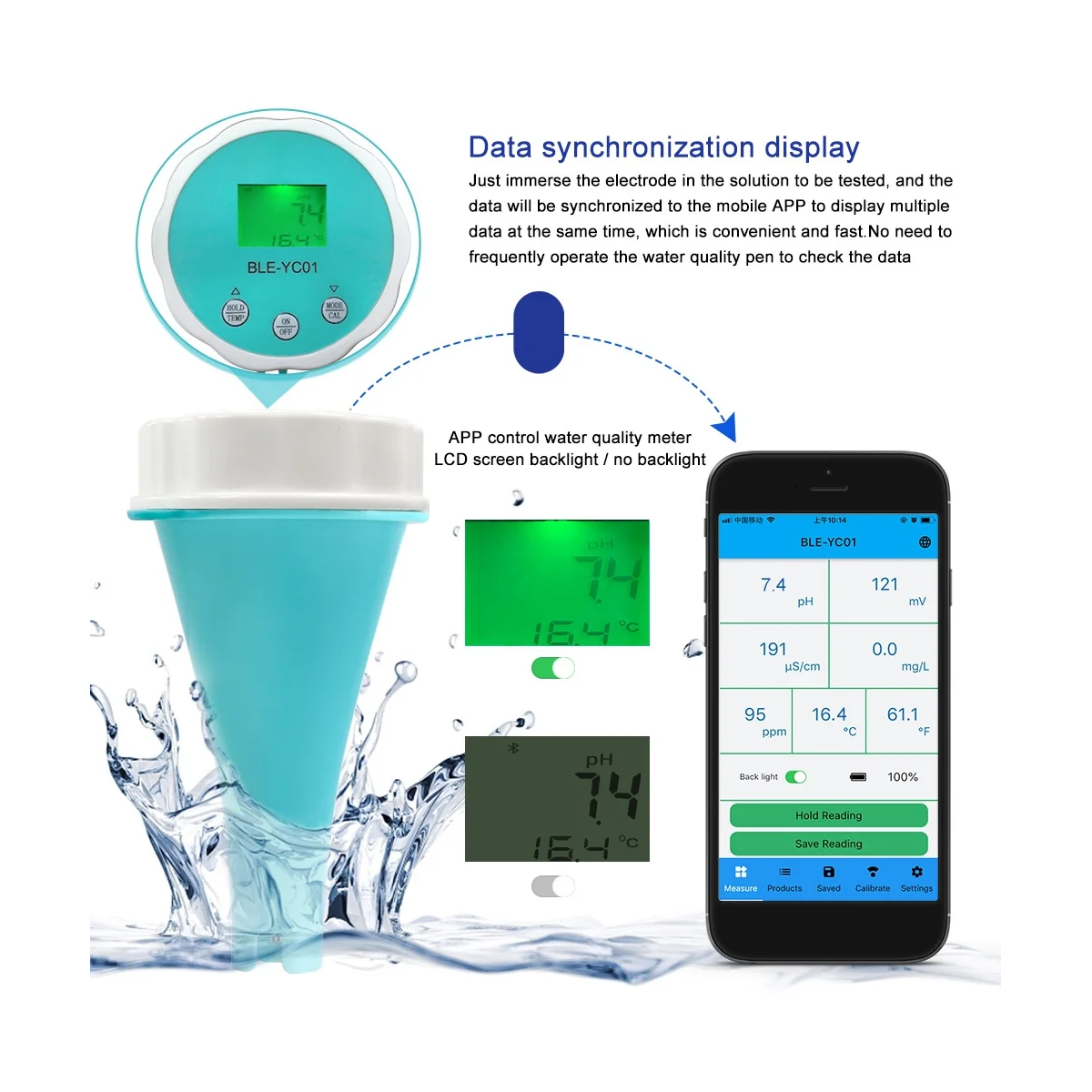 

6 In1 Water Quality Detector Smart Online Bluetooth Water Chlorine Meter PH Meter Powered Tool for Swimming Pool