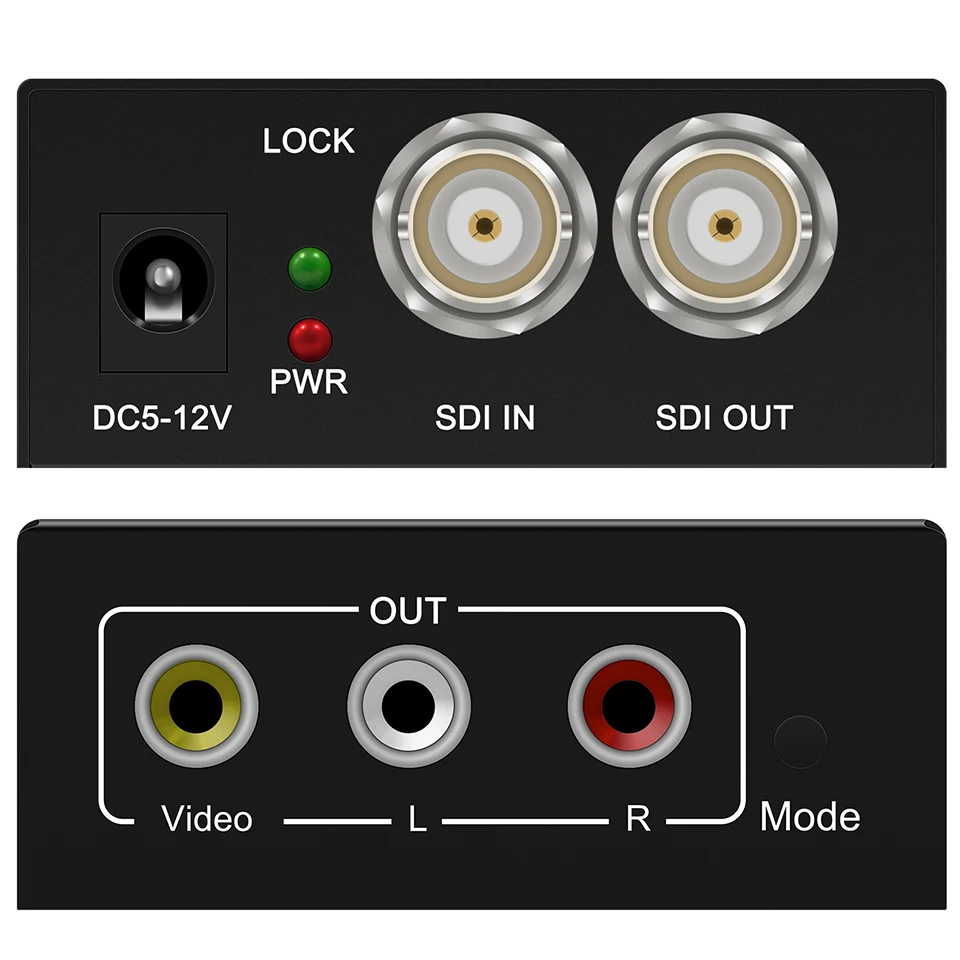 

1080P HD 3G SDI to AV/CVBS Composite Video to Audio Converter L/R Audio Output with SDI Signal Loopout for Monitor TV SDI Camera