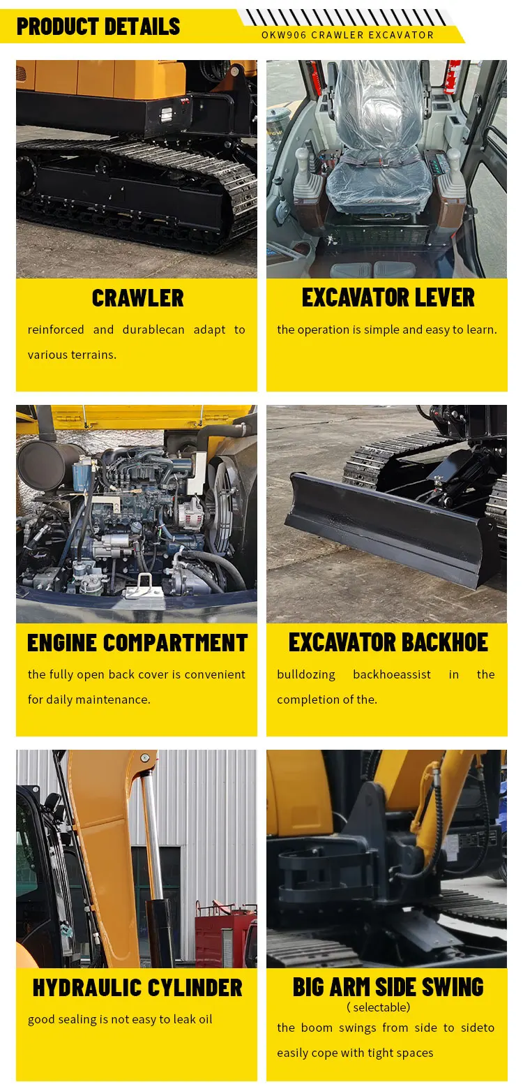 Nicosail OKW20 2-Tonnen-Mini-Raupenbagger mit EPA- und CE-zertifiziertem Motor, kleiner Bagger mit Klimaanlage und Kabinendesign – Detail 6